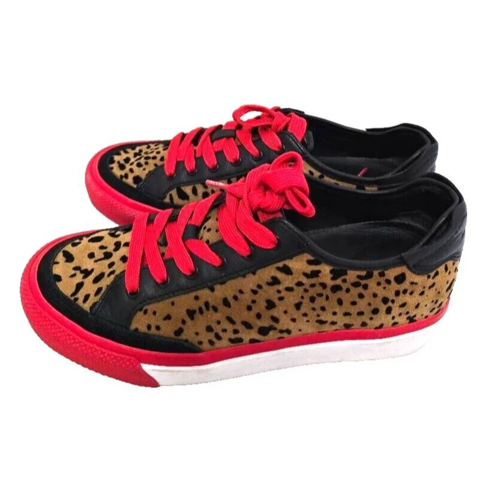 Rag & Bone Army Cheetah Print Low Top Leather Women's Sneakers sz 37.5 /…